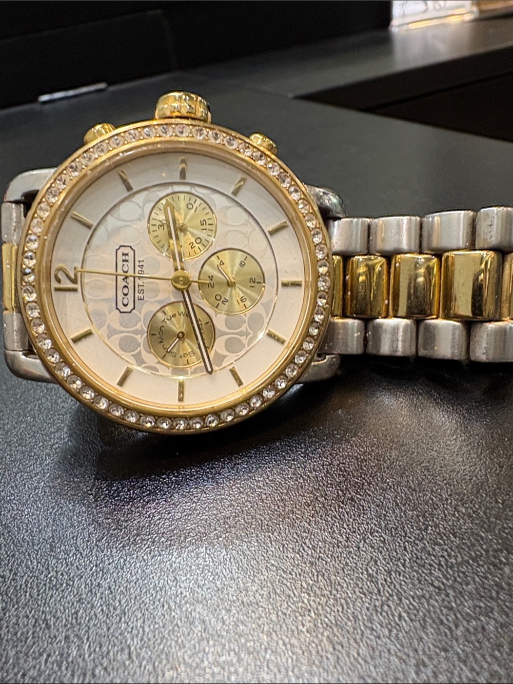 Coach Two-Tone Gold and Silver Crystal Bezel Women's Watch